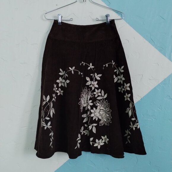 Talbots Brown Beaded Corduroy Skirt - Picture 6 of 12